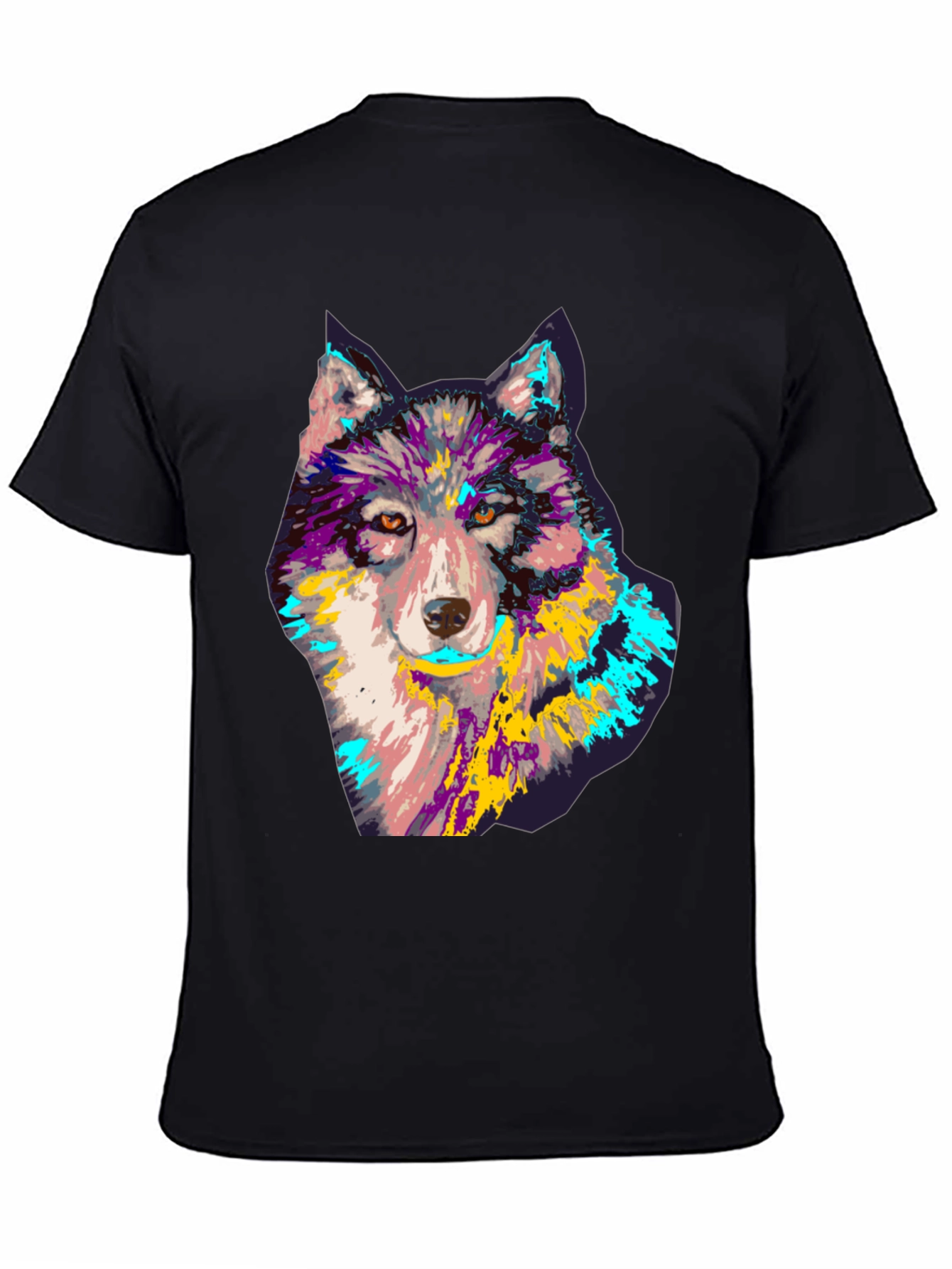 Wolf Graphic Print T-Shirt - Mens Black Tee