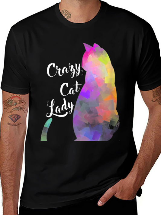 Crazy Cat Lady T-Shirt - Abstract Cat Design