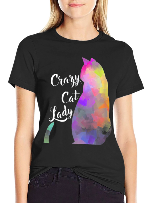 Crazy Cat Lady T-Shirt - Abstract Cat Design