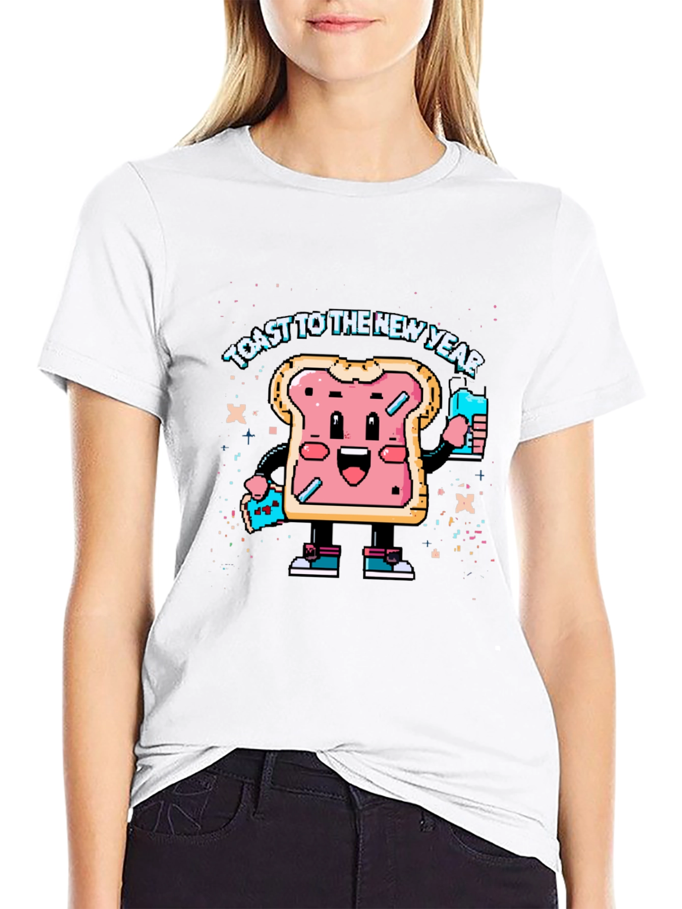 Toast to the New Year Graphic Black T-Shirt