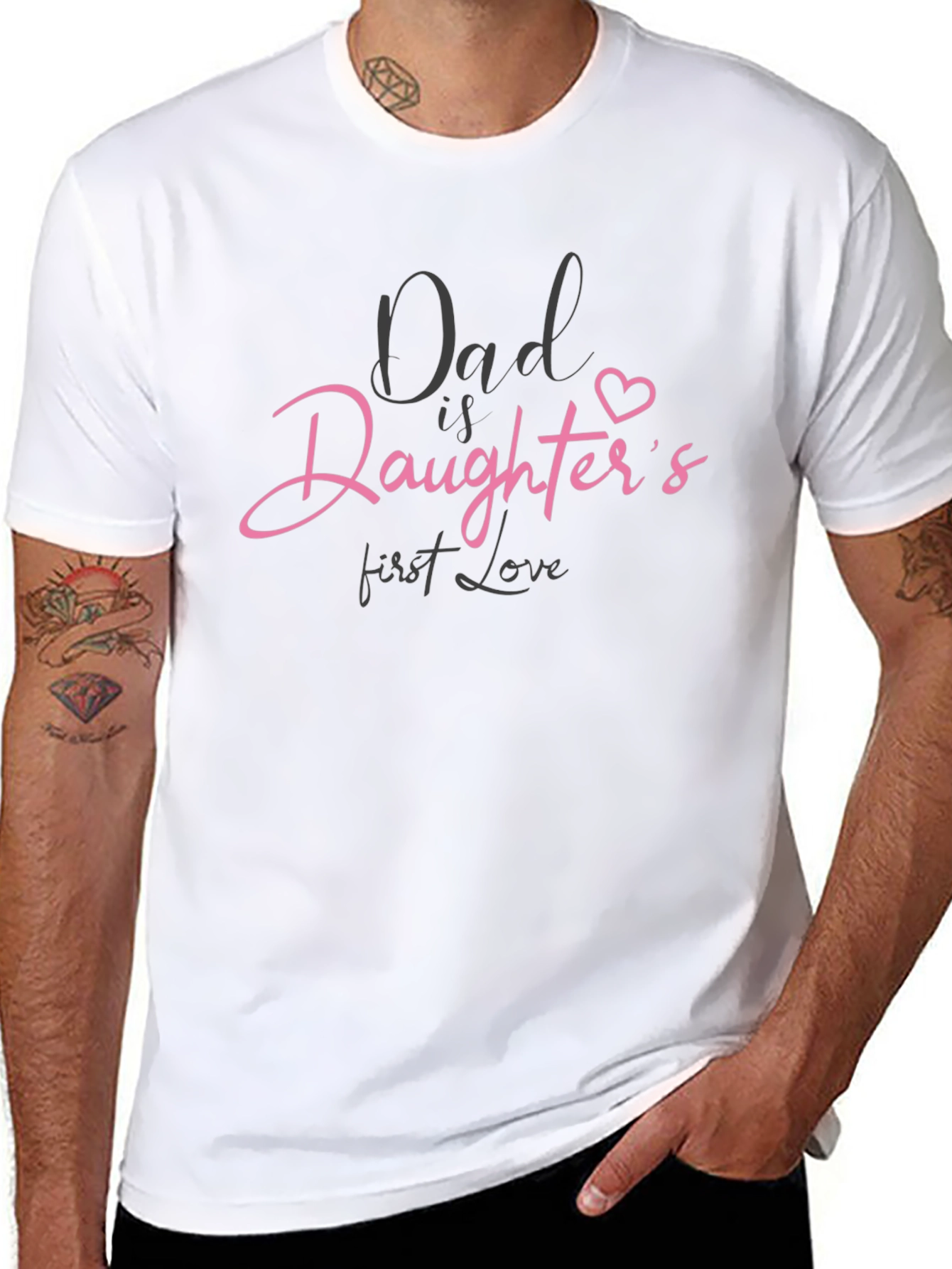 Dad Is Daughters First Love Graphic Tee - Black
