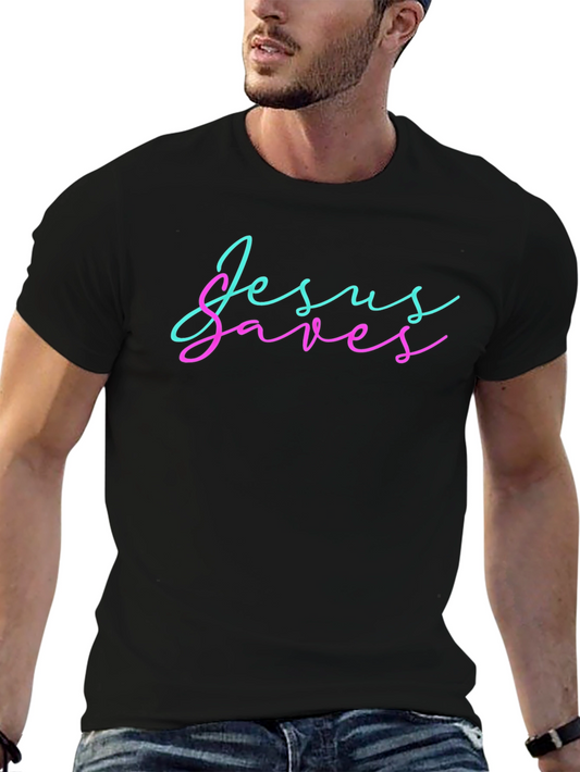 Jesus Saves Black Graphic T-Shirt