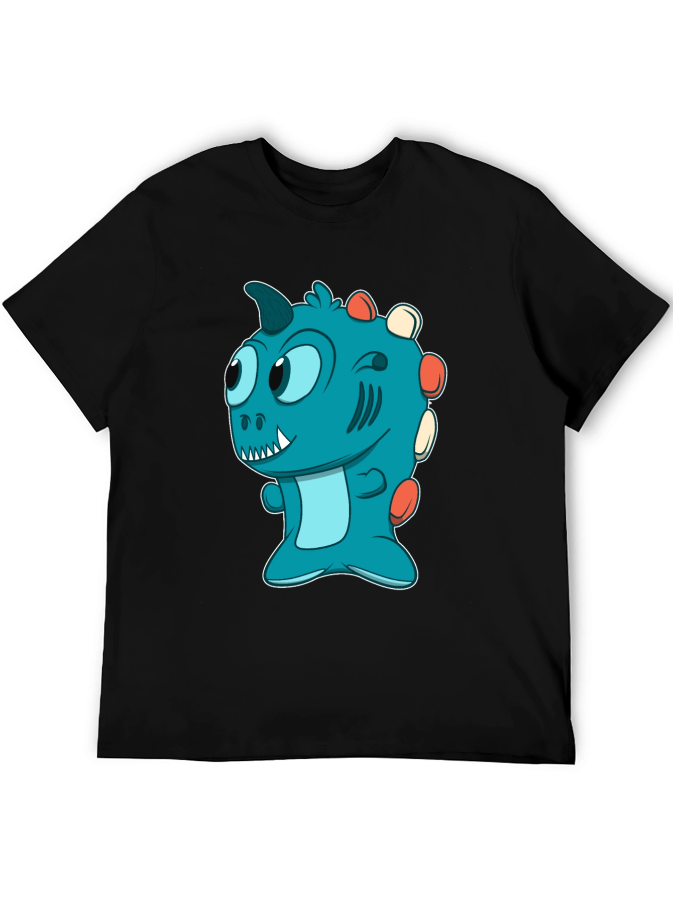 Cute Cartoon Dino T-Shirt - Mens Black Tee