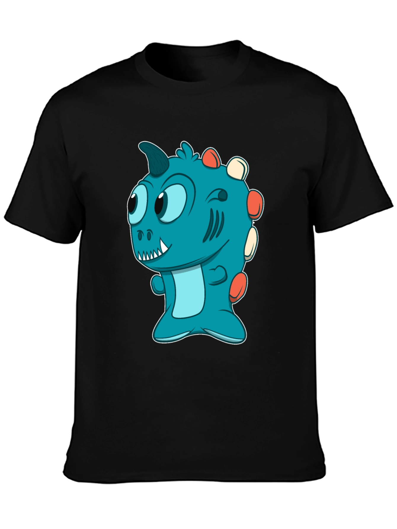 Cute Cartoon Dino T-Shirt - Mens Black Tee