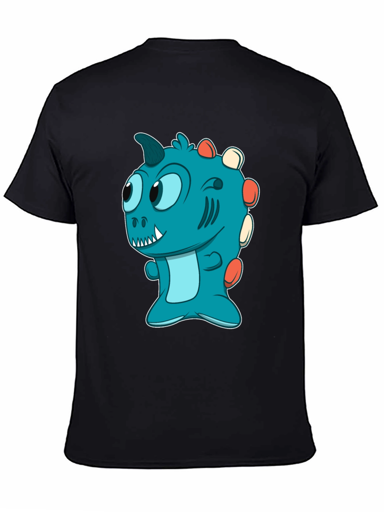 Cute Cartoon Dino T-Shirt - Mens Black Tee