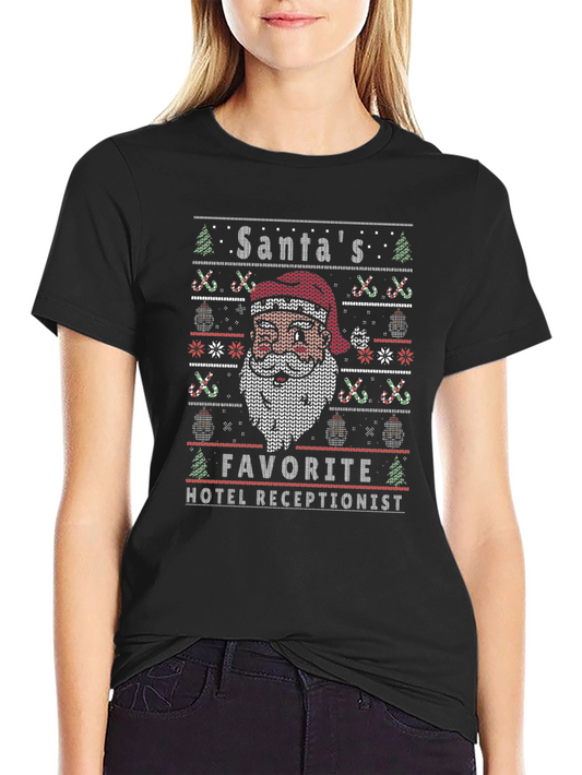 Santas Favorite Hotel Receptionist Ugly Christmas Sweater T-Shirt