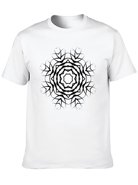 Geometric Mandala Graphic Tee - Stylish Black T-Shirt