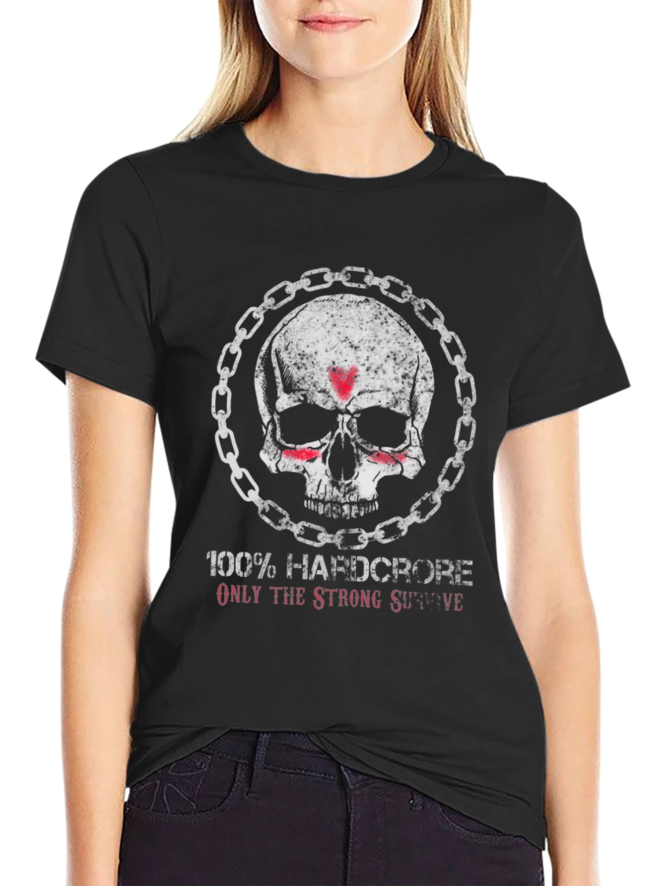 Hardcore Skull Chain Graphic T-Shirt