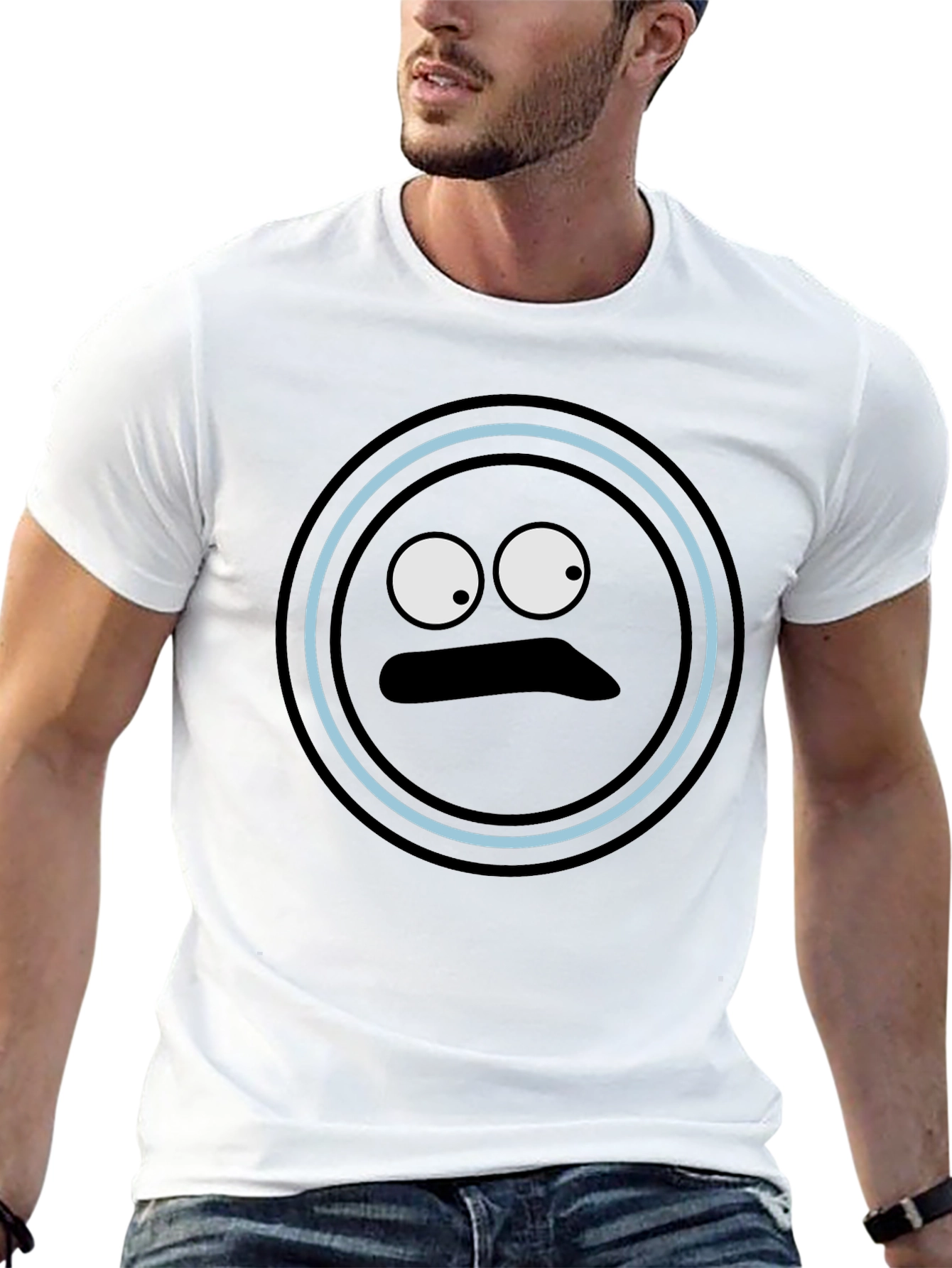 Funny Black T-Shirt with Googly Eye Face Design