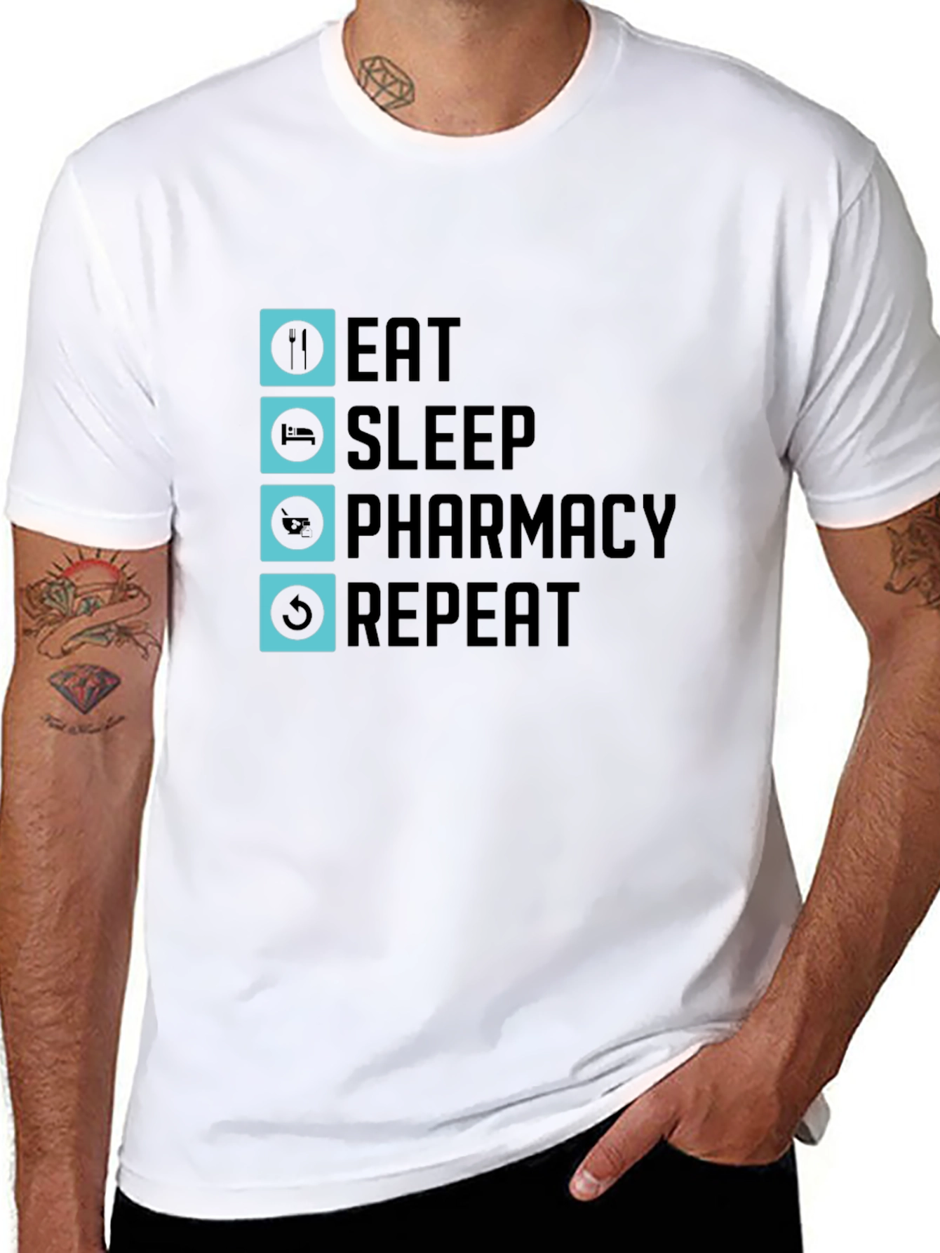 Eat Sleep Pharmacy Repeat Graphic Tee