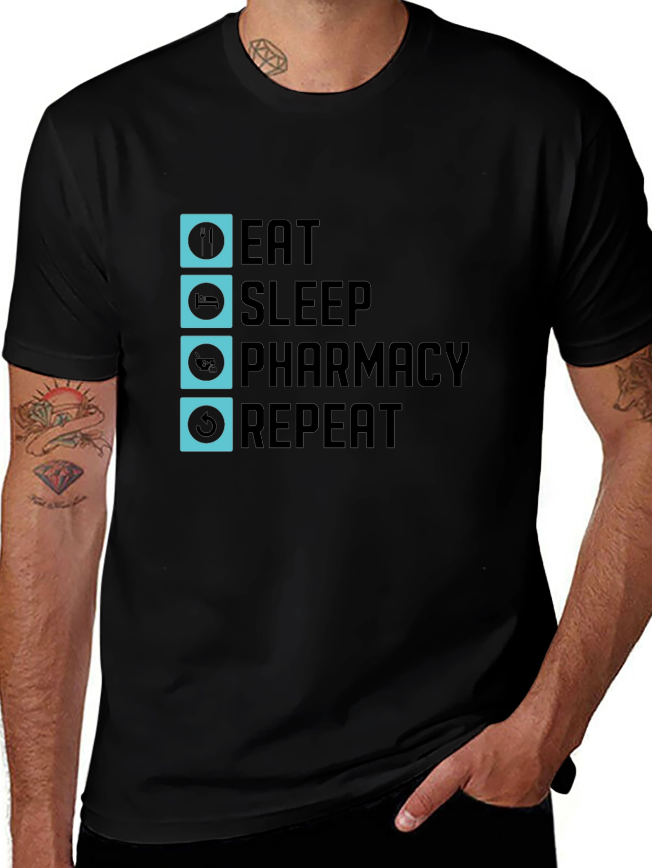 Eat Sleep Pharmacy Repeat Graphic Tee