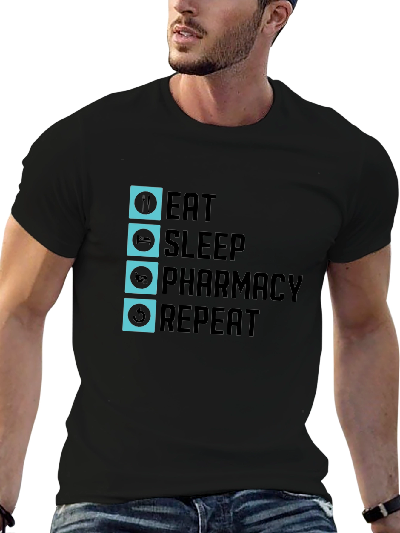 Eat Sleep Pharmacy Repeat Graphic Tee