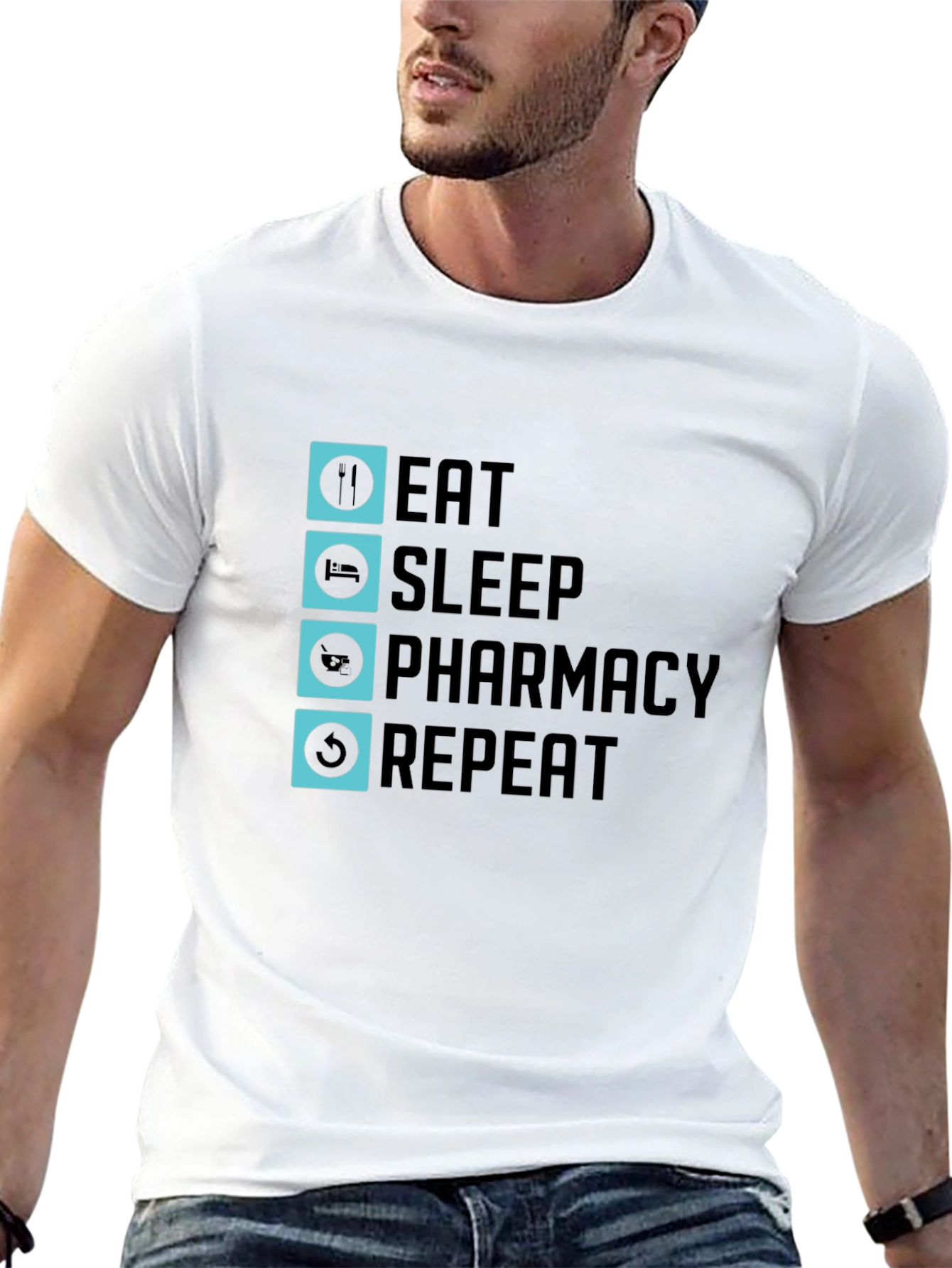 Eat Sleep Pharmacy Repeat Graphic Tee