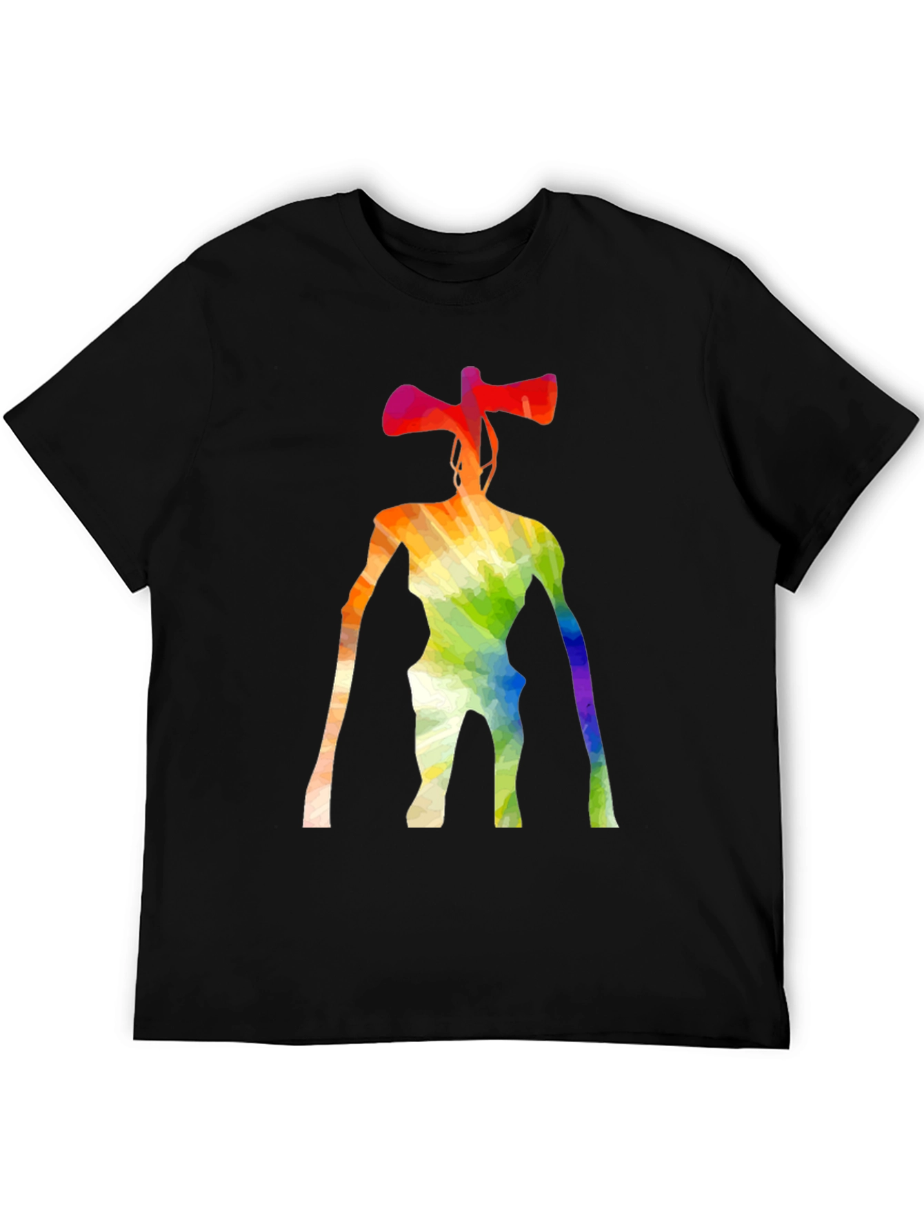 Rainbow Siren Head Graphic Black T-Shirt