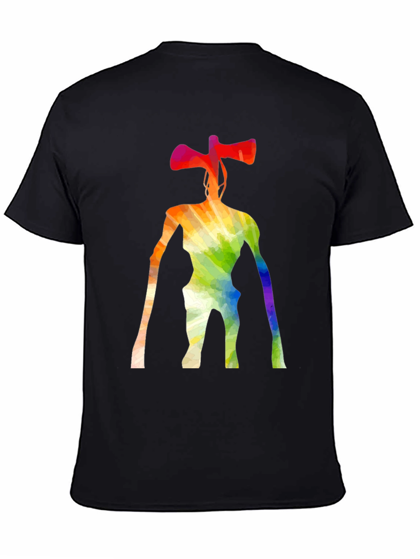 Rainbow Siren Head Graphic Black T-Shirt