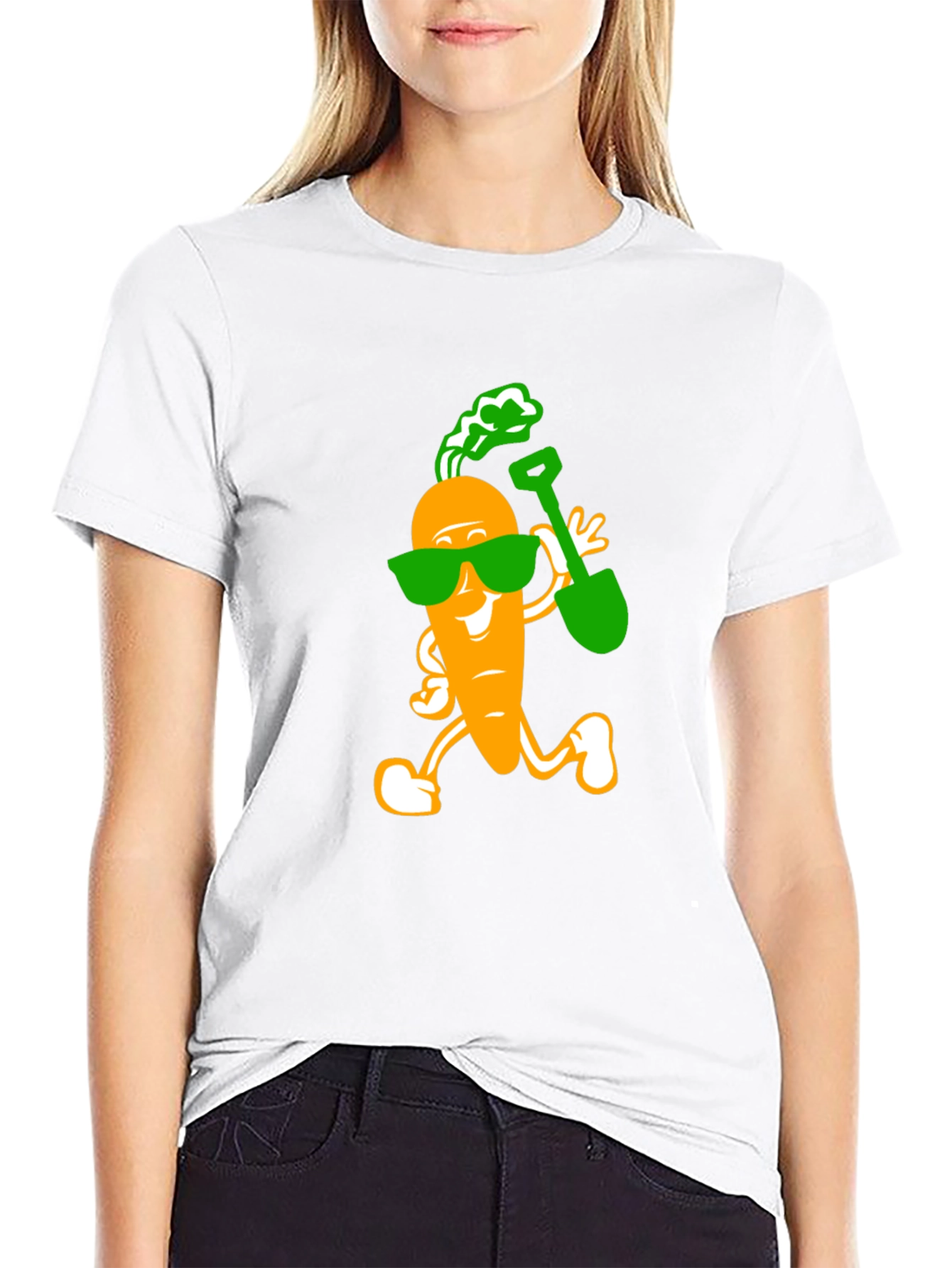 Funny Carrot with Shovel Graphic T-Shirt