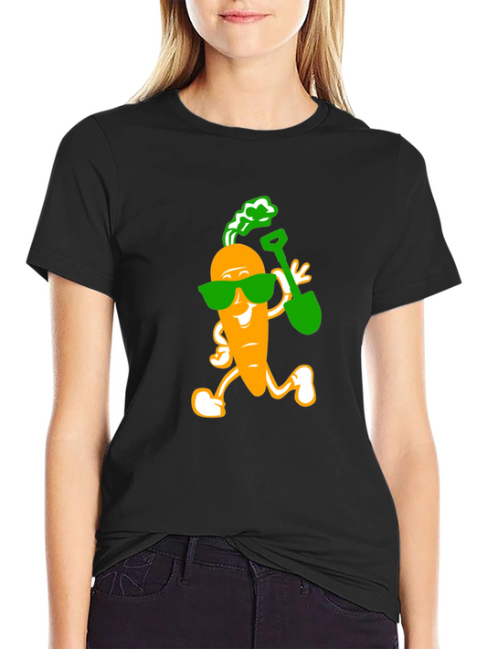 Funny Carrot with Shovel Graphic T-Shirt