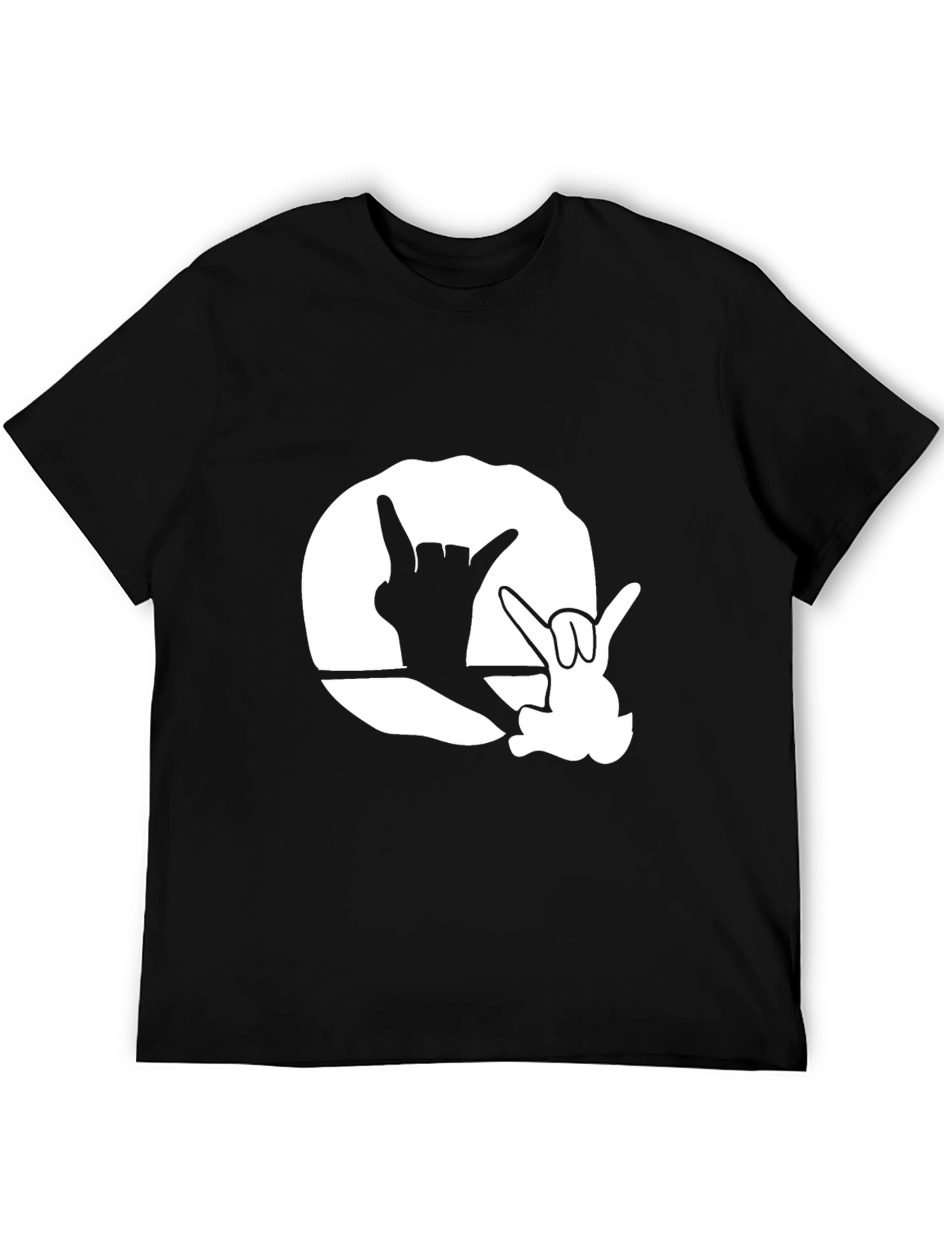 Black Graphic Tee with Hand Sign Design