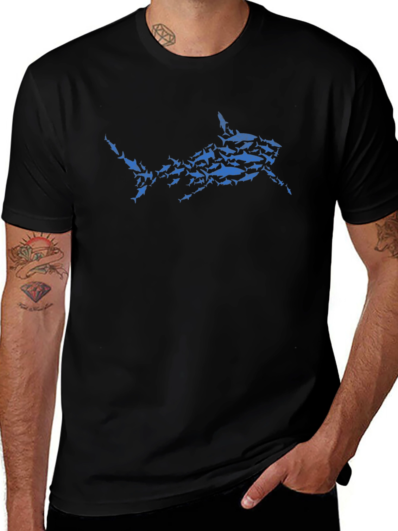 Shark Graphic Mens Black T-Shirt