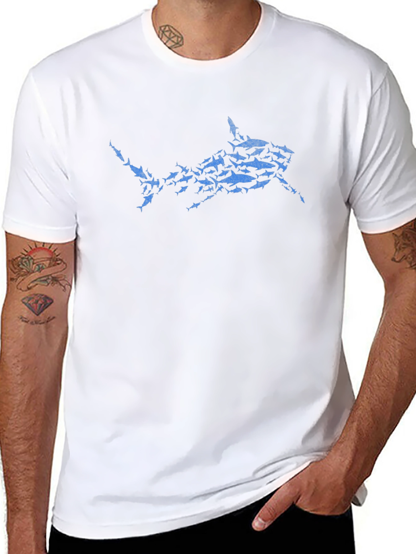 Shark Graphic Mens Black T-Shirt
