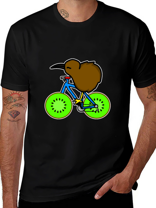 Kiwi Bird on Bike Graphic Tee - Quirky & Fun T-Shirt