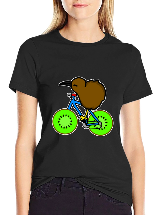 Kiwi Bird on Bike Graphic Tee - Quirky & Fun T-Shirt