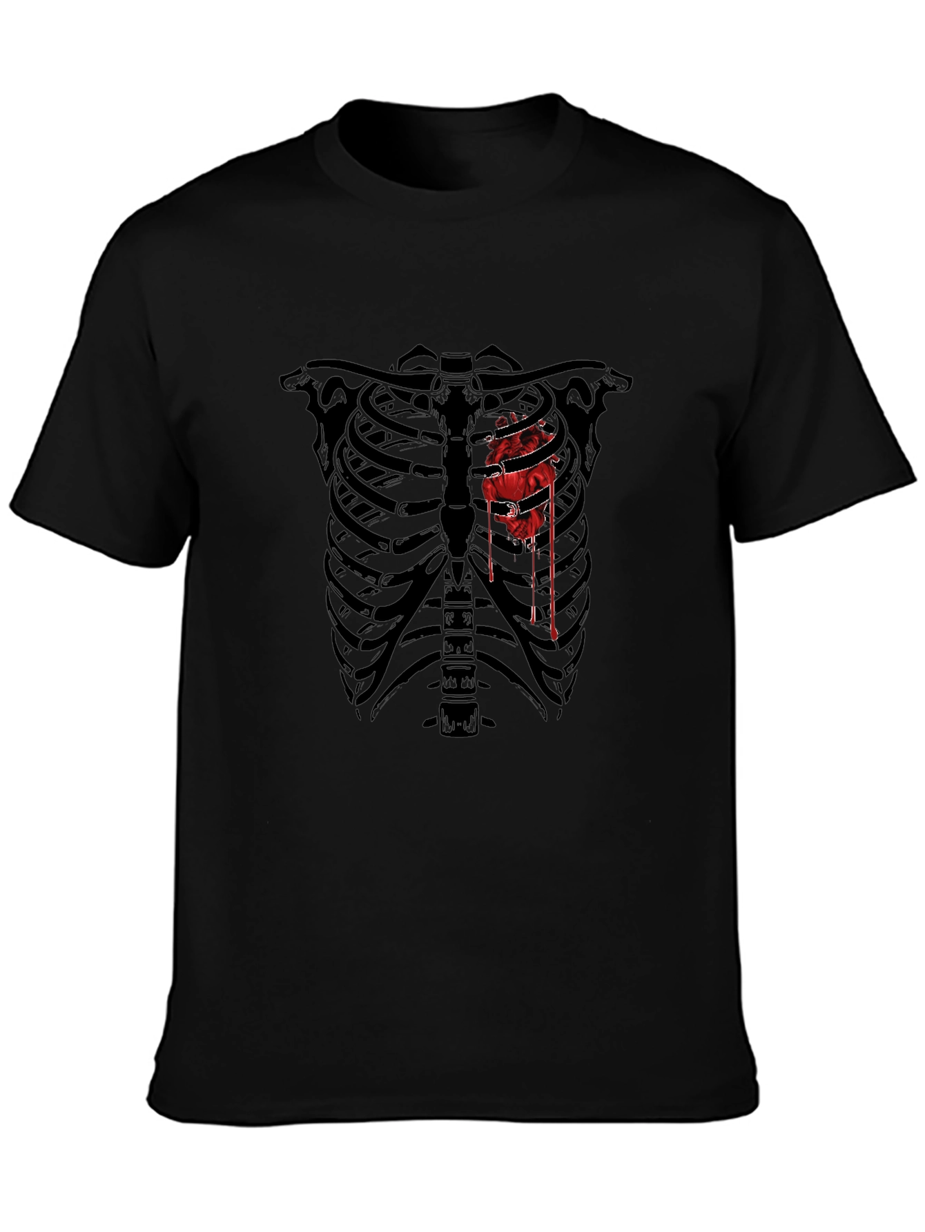 Skeleton Ribcage Bloody Heart Graphic Tee