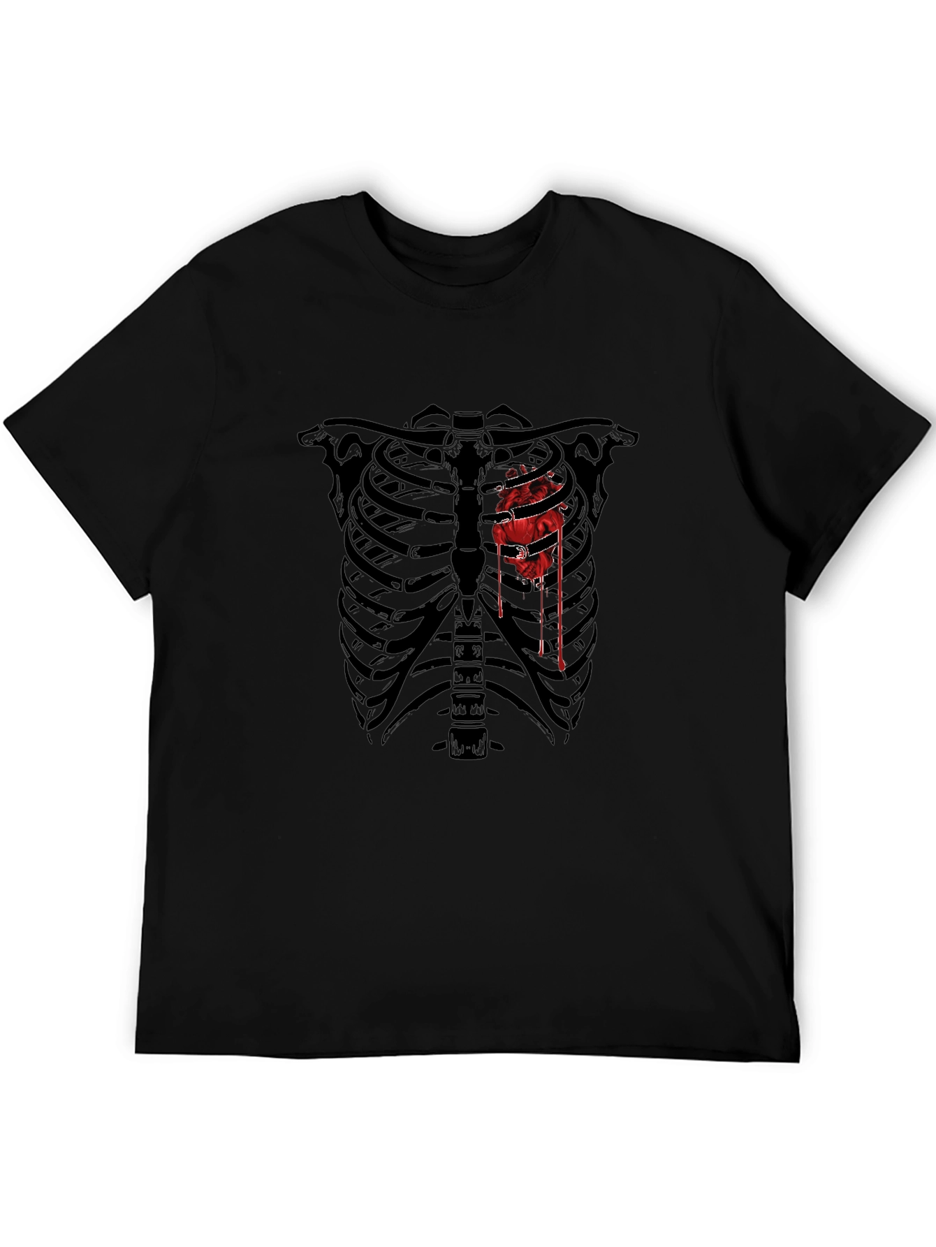 Skeleton Ribcage Bloody Heart Graphic Tee