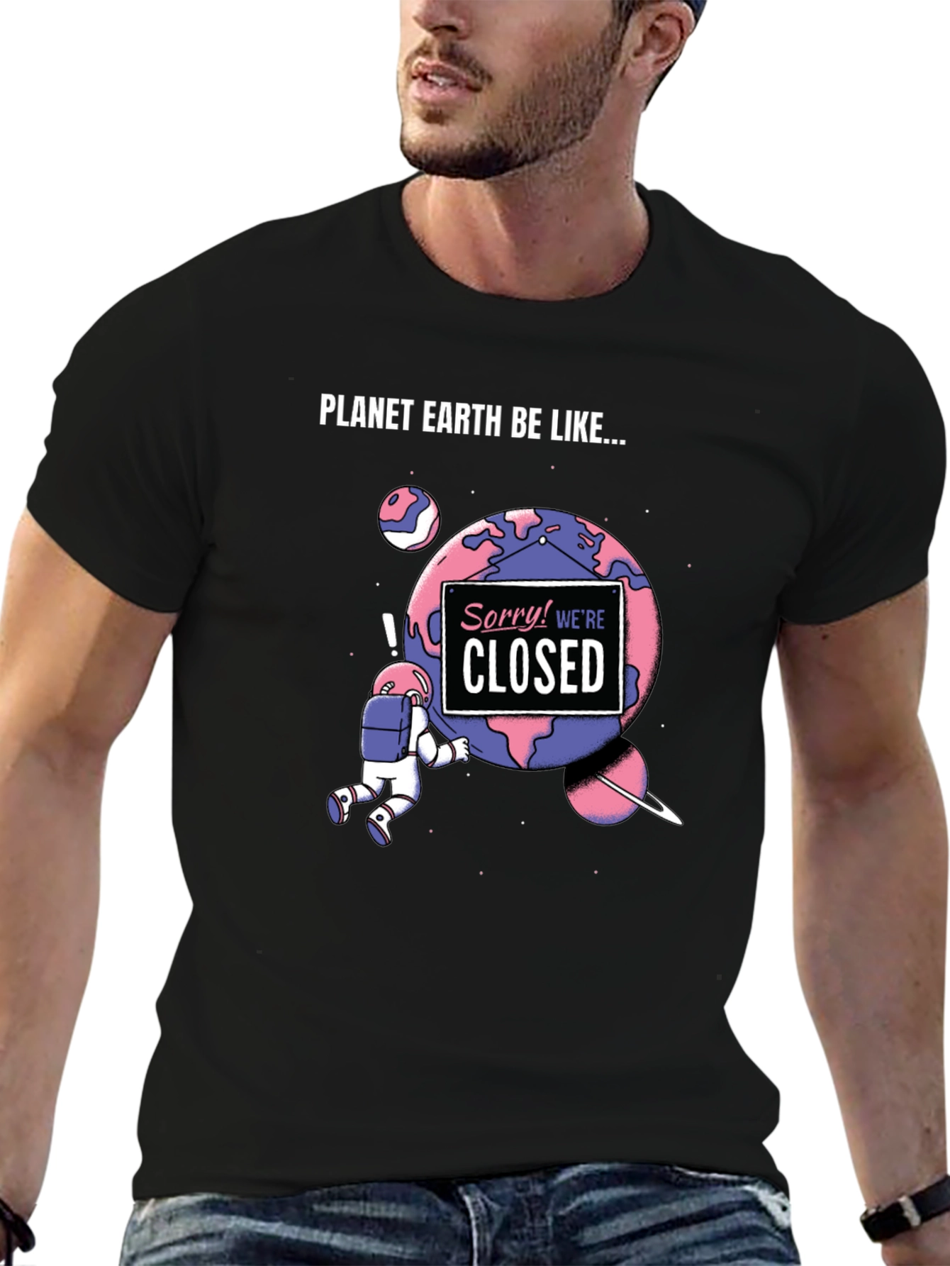 Planet Earth Closed Funny Graphic Tee