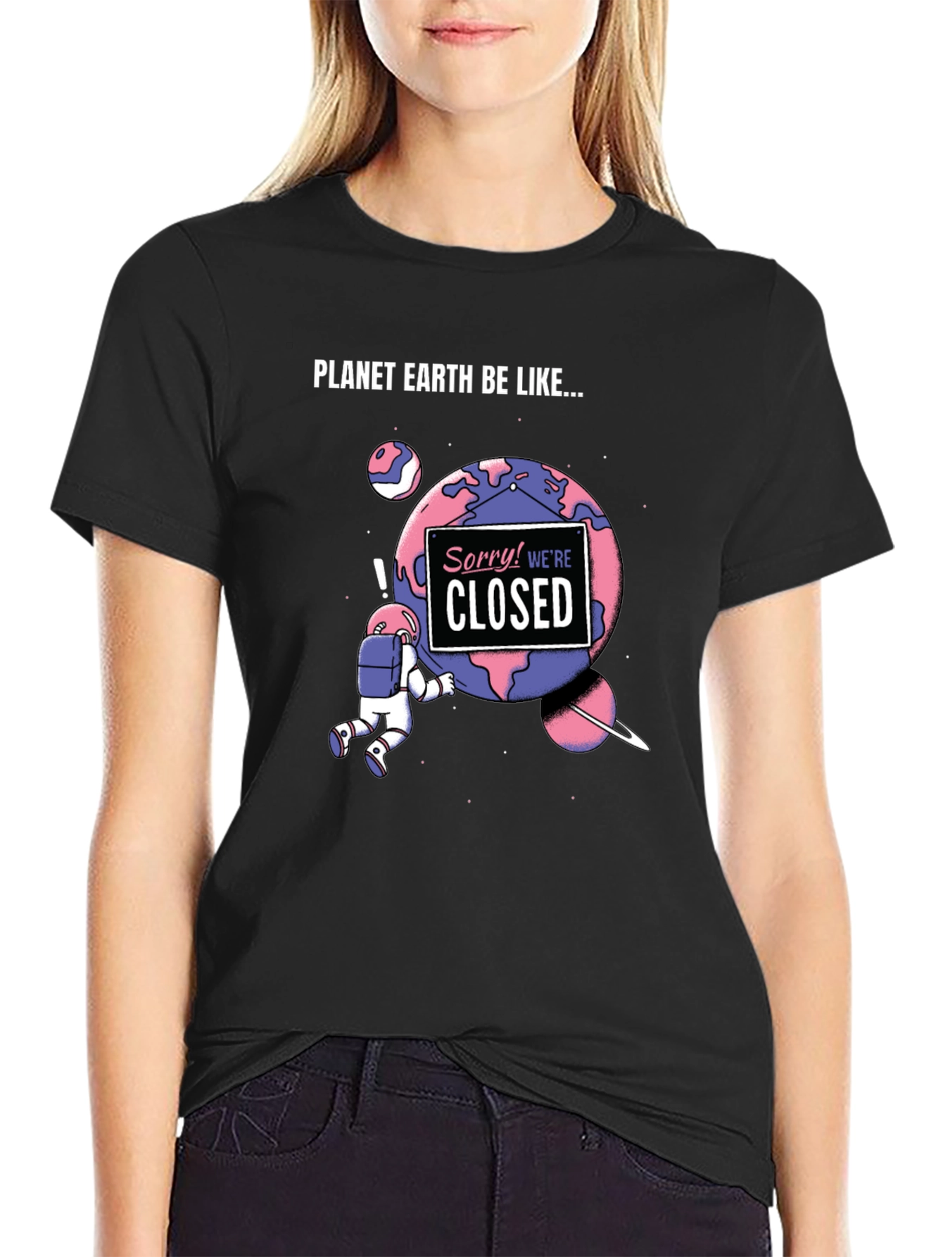 Planet Earth Closed Funny Graphic Tee