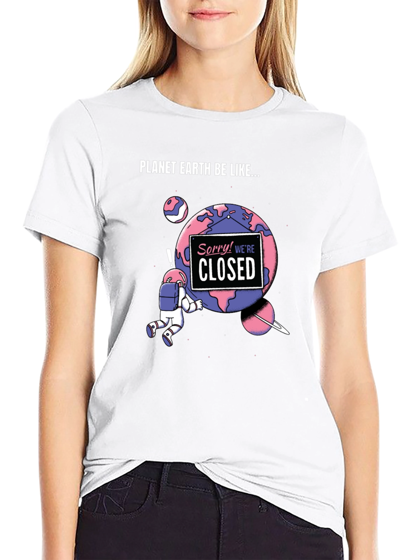 Planet Earth Closed Funny Graphic Tee