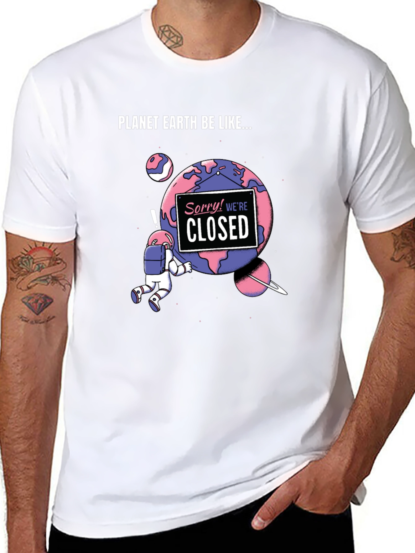 Planet Earth Closed Funny Graphic Tee