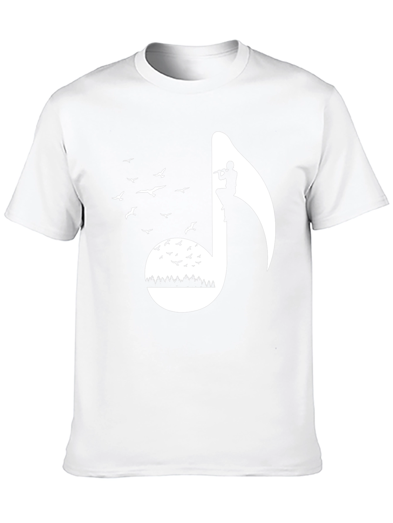 Musical Note Graphic Tee - Nature Inspired Flute Player