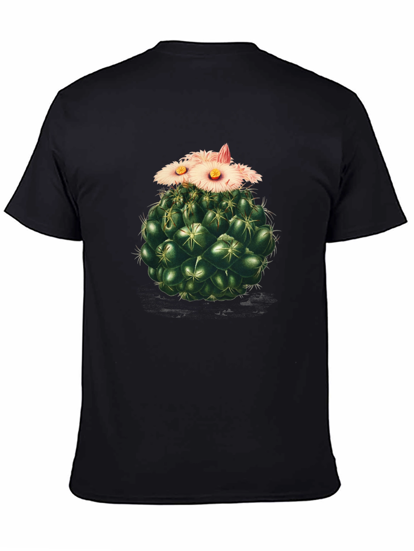 Cactus Flower Graphic Tee - Stylish Black T-Shirt