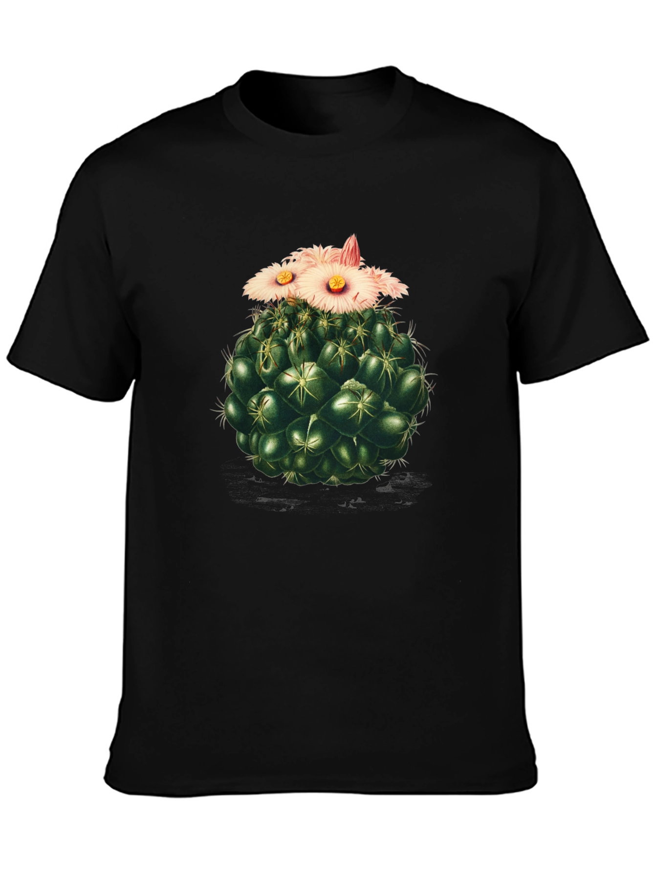 Cactus Flower Graphic Tee - Stylish Black T-Shirt