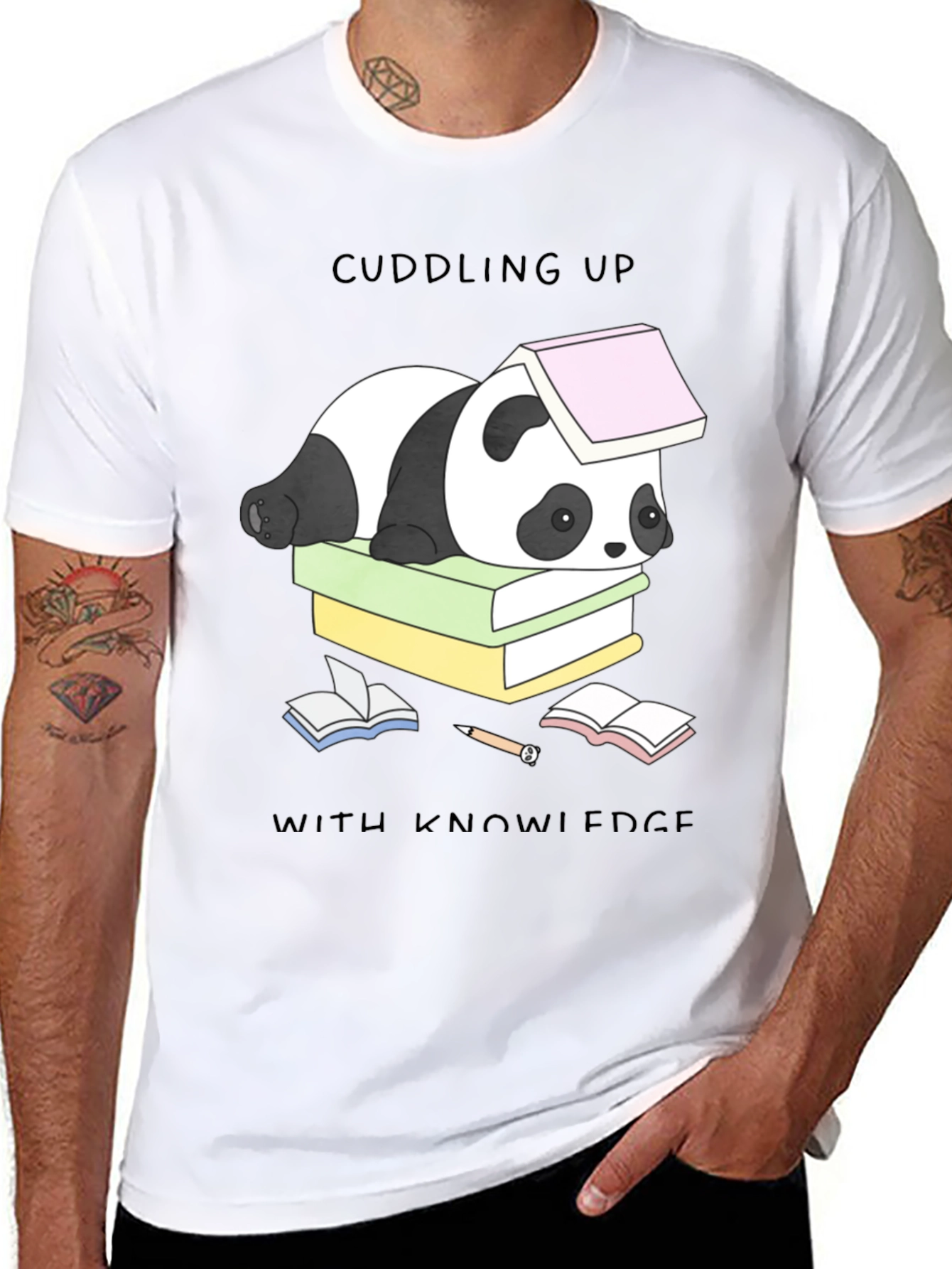 Cuddling Up With Knowledge Panda T-Shirt
