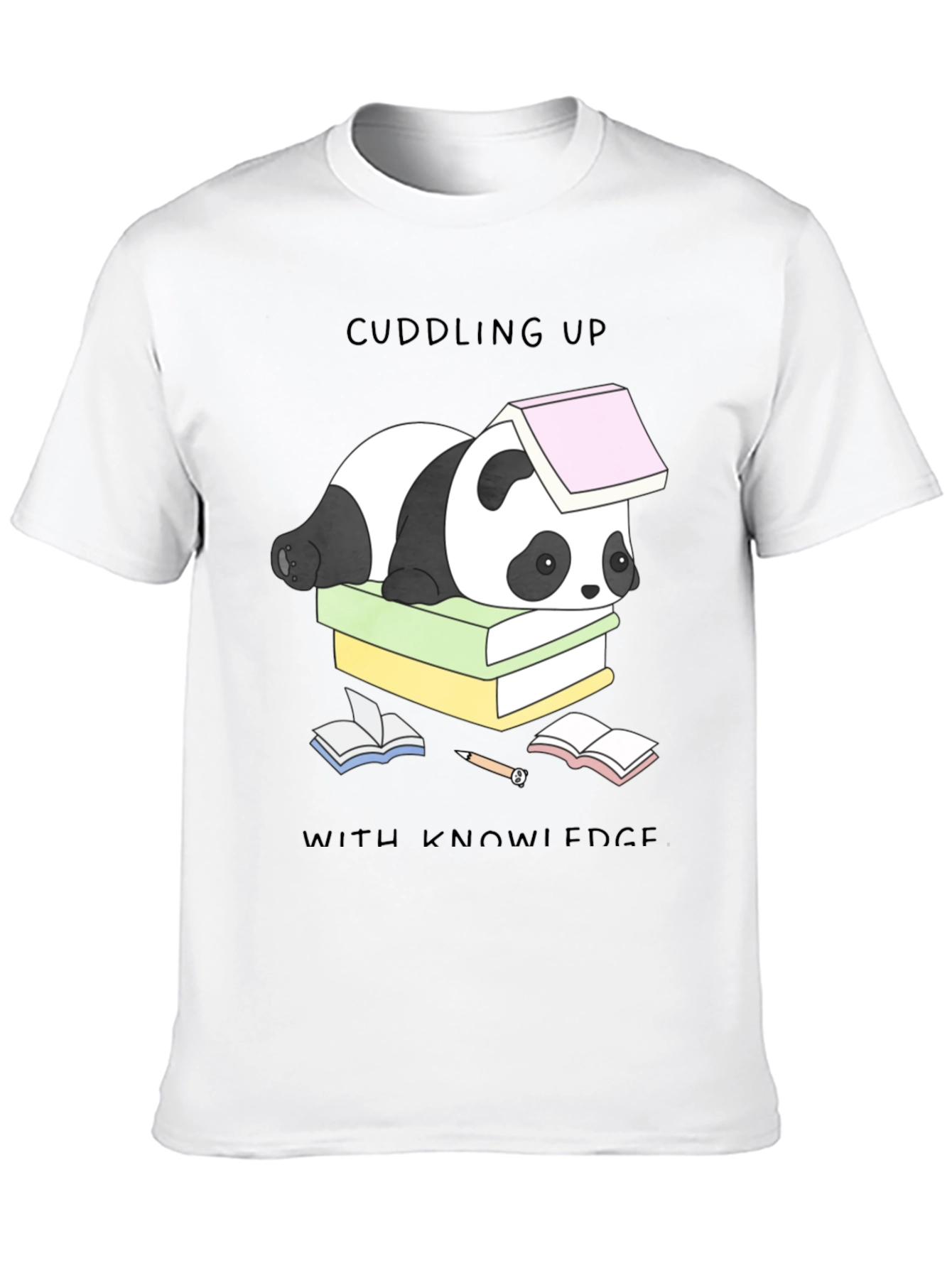 Cuddling Up With Knowledge Panda T-Shirt