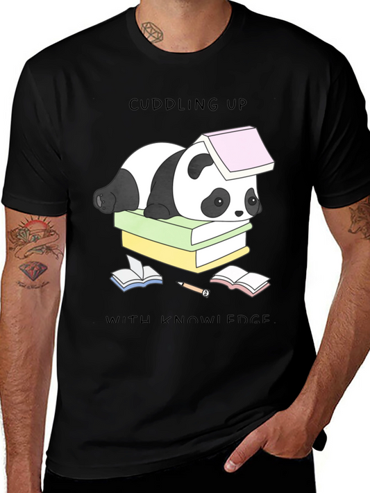 Cuddling Up With Knowledge Panda T-Shirt
