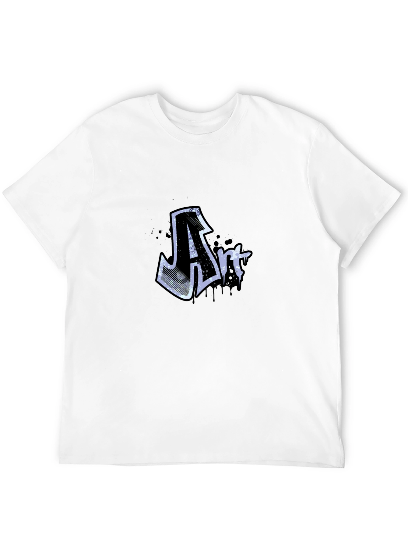 Art Graffiti Graphic Tee - Black Crew Neck T-Shirt