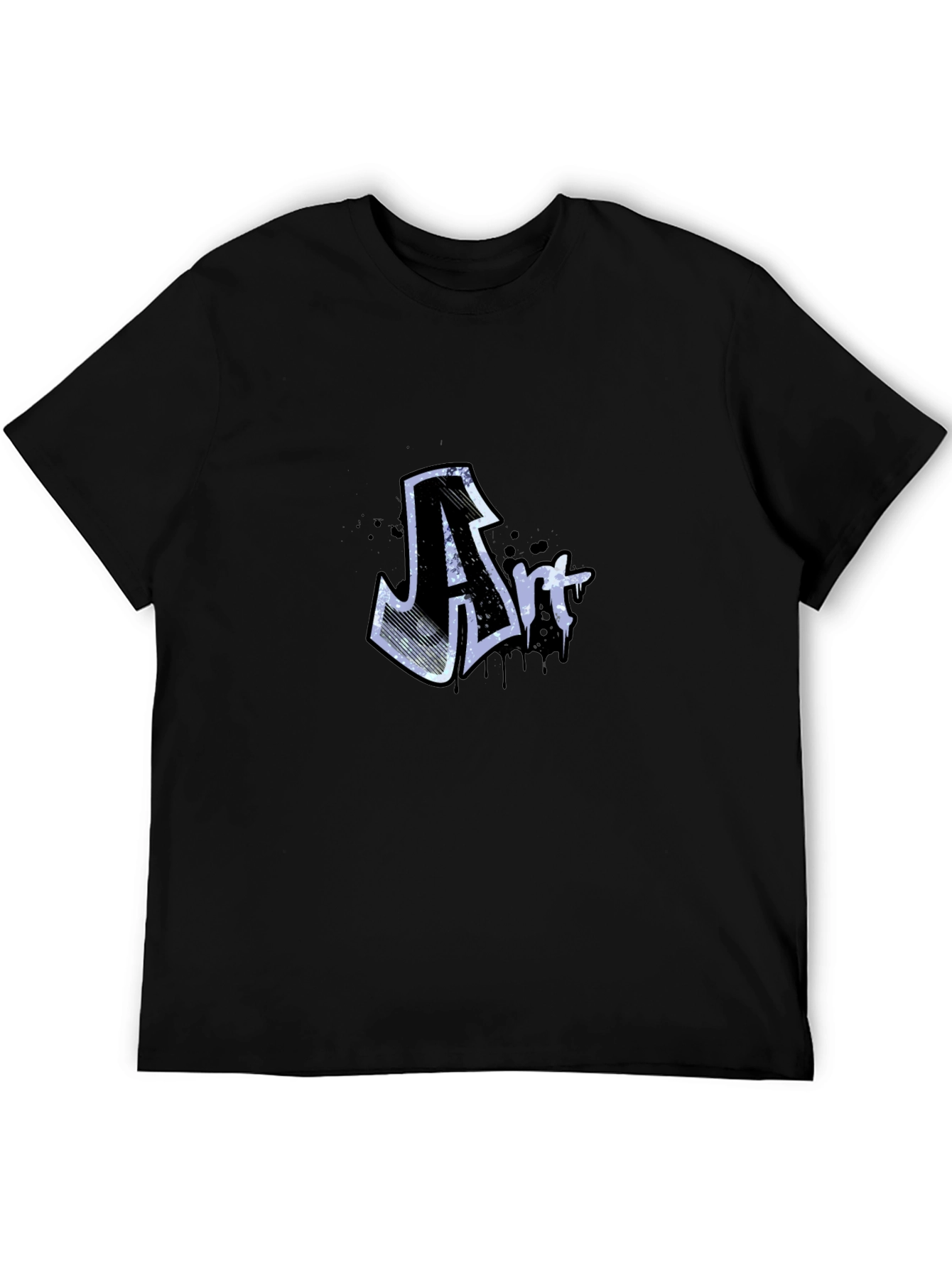 Art Graffiti Graphic Tee - Black Crew Neck T-Shirt
