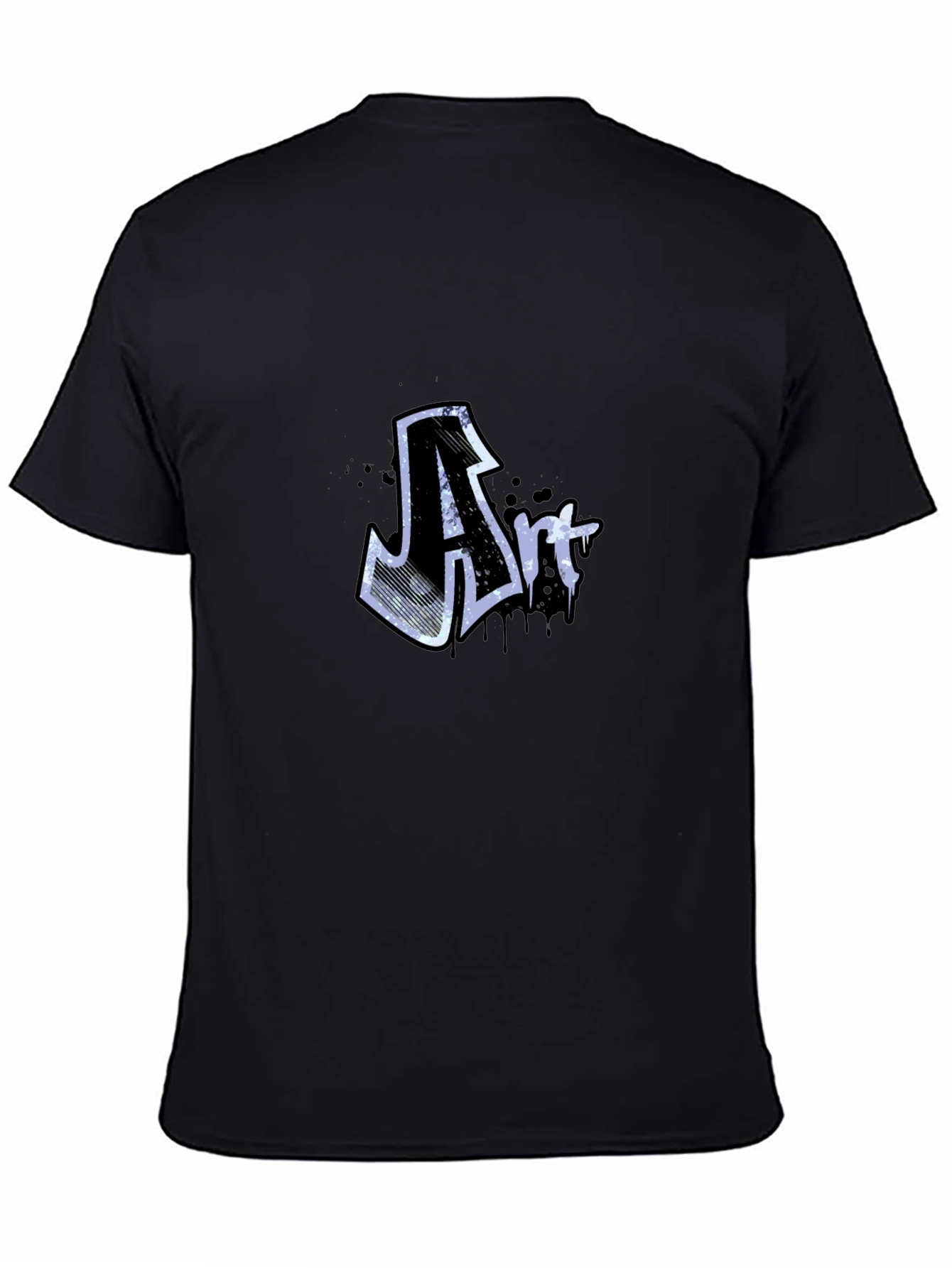 Art Graffiti Graphic Tee - Black Crew Neck T-Shirt