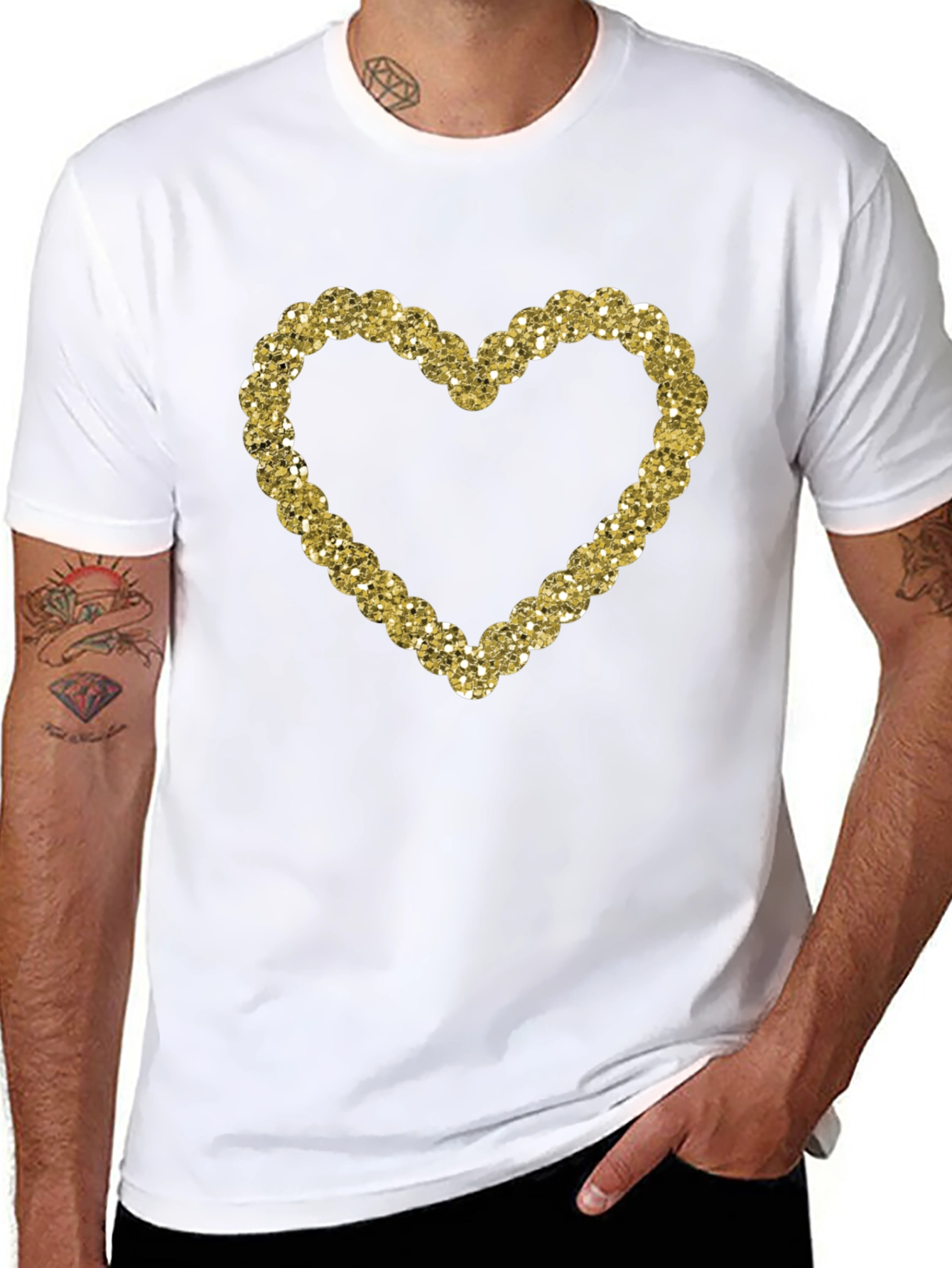 Sparkling Heart Graphic Black T-Shirt