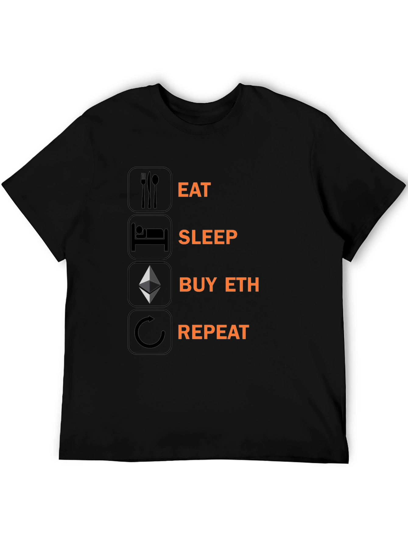 Eat Sleep Buy ETH Repeat T-Shirt Crypto Black