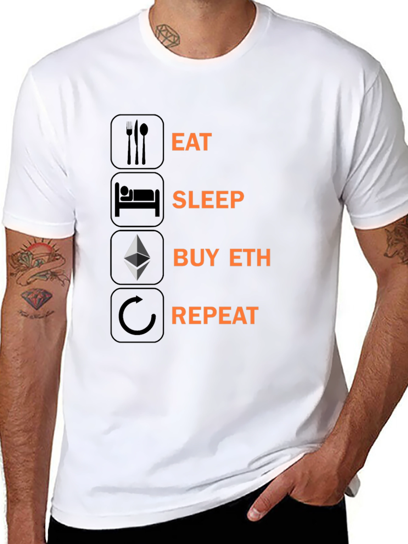 Eat Sleep Buy ETH Repeat T-Shirt Crypto Black
