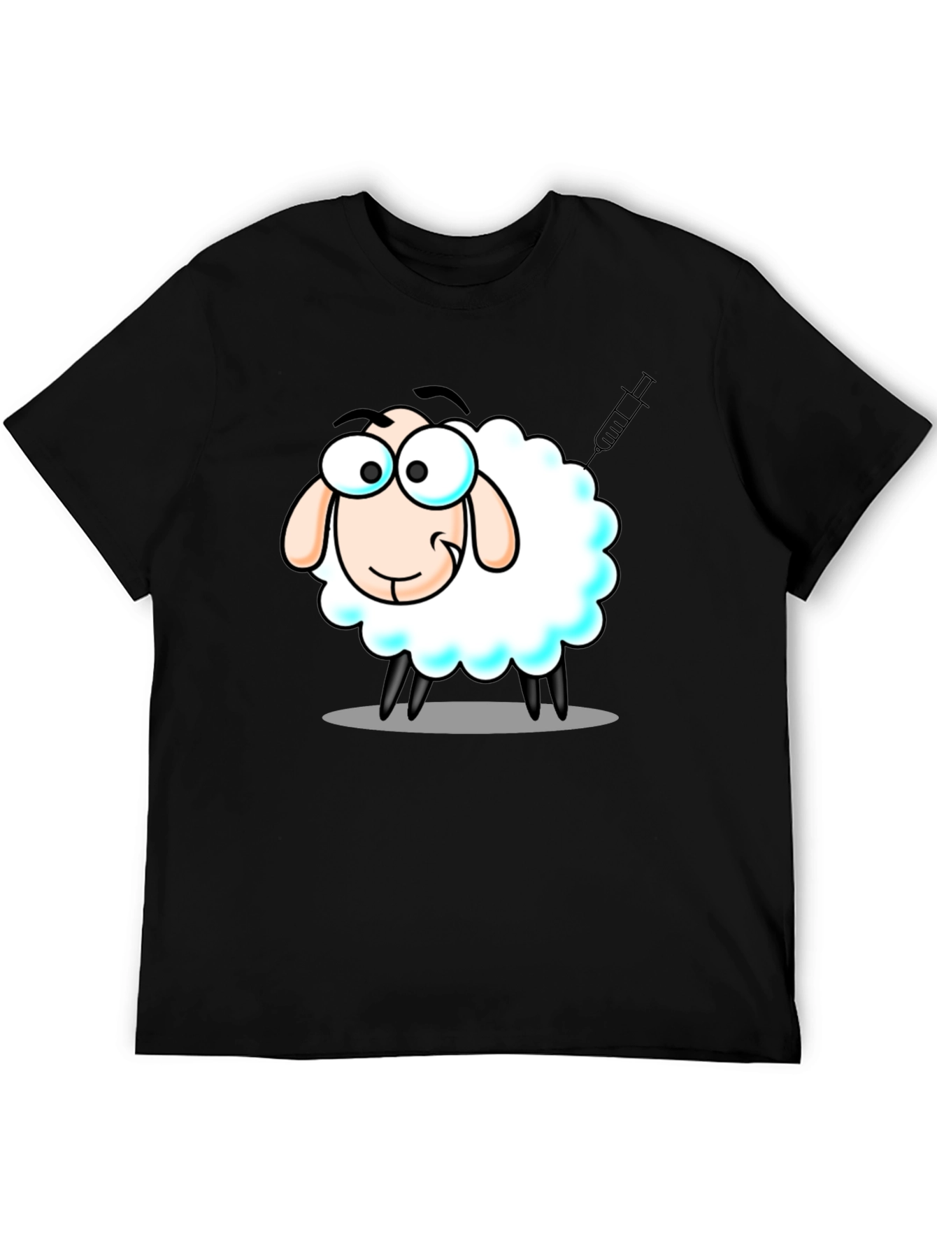 Vaccinated Sheep Graphic Tee - Black Cotton T-Shirt