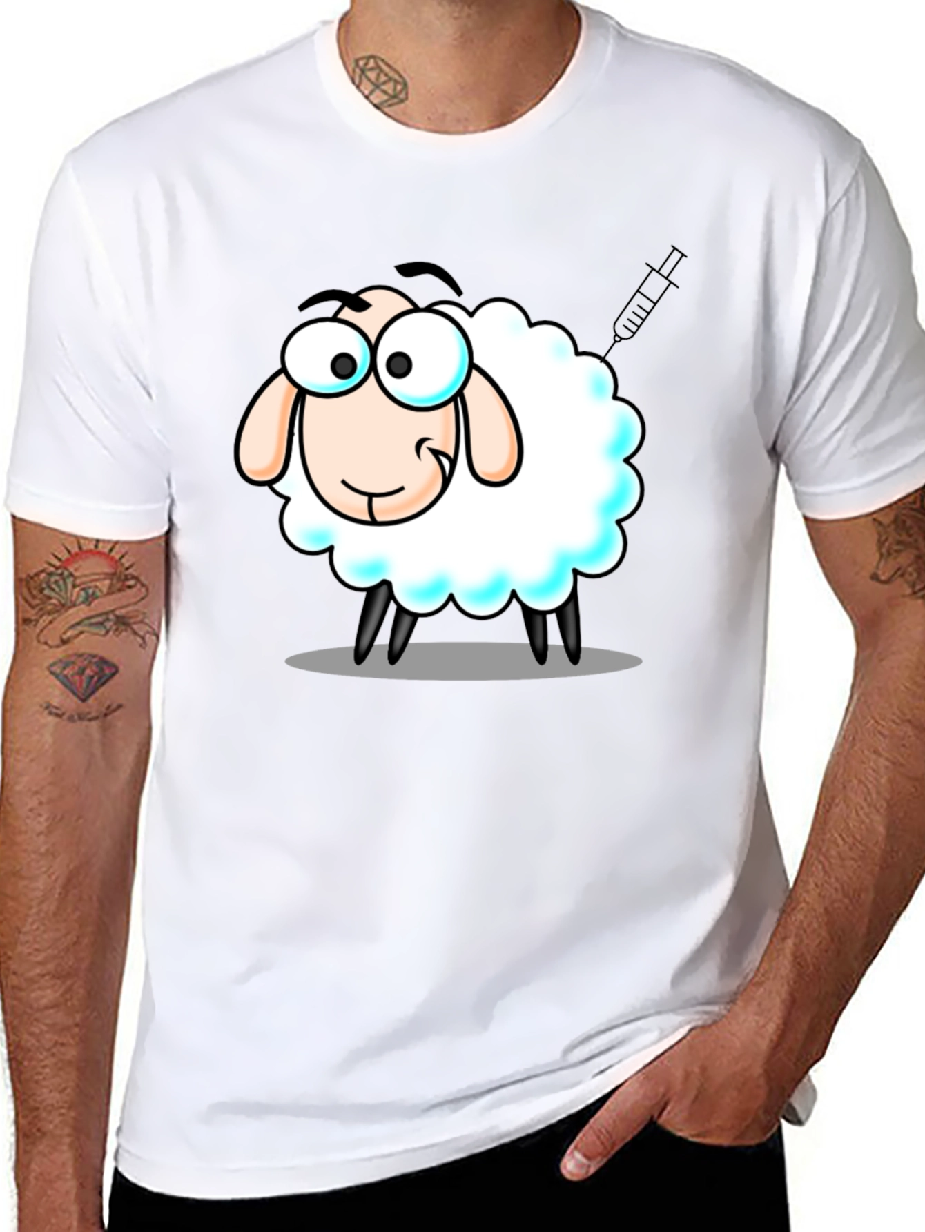 Vaccinated Sheep Graphic Tee - Black Cotton T-Shirt