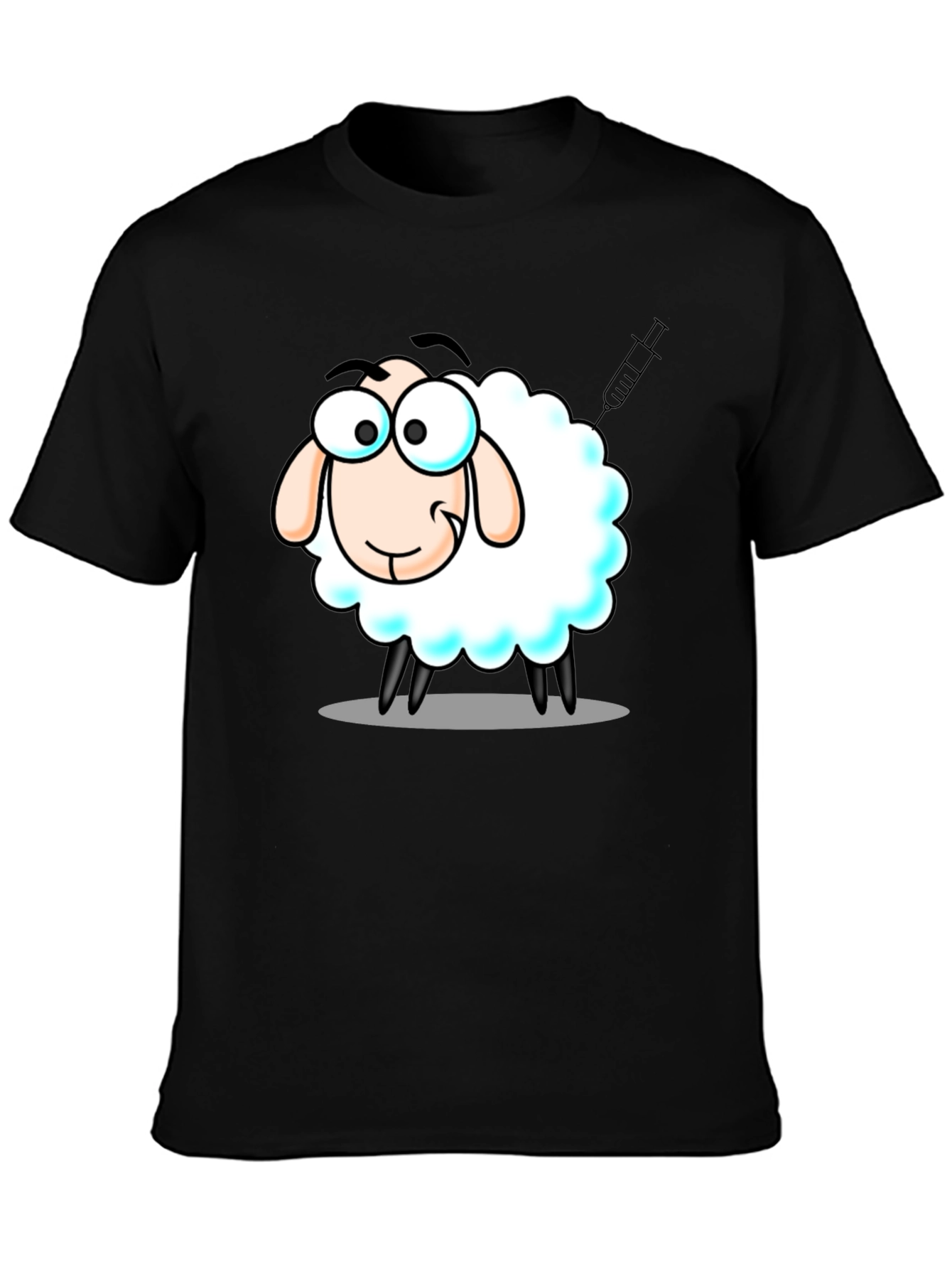 Vaccinated Sheep Graphic Tee - Black Cotton T-Shirt