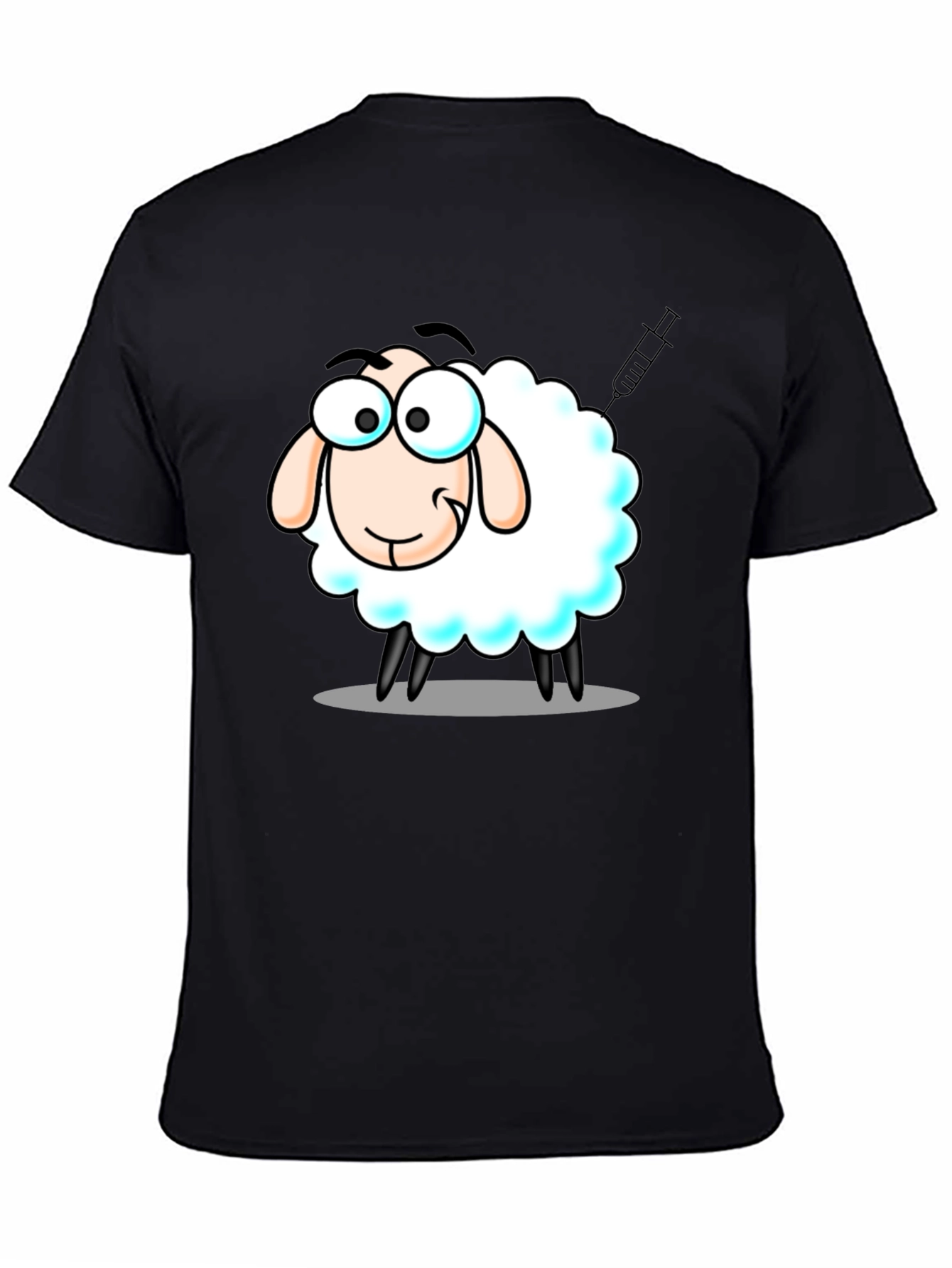Vaccinated Sheep Graphic Tee - Black Cotton T-Shirt
