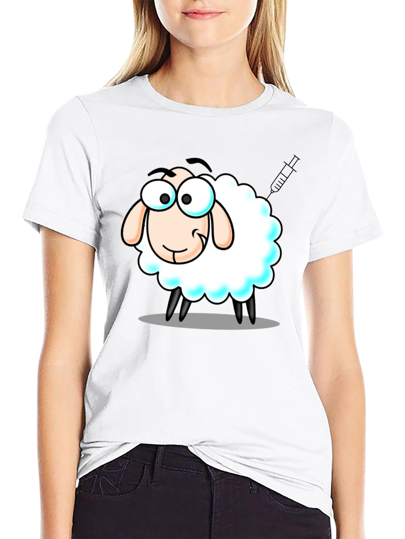 Vaccinated Sheep Graphic Tee - Black Cotton T-Shirt