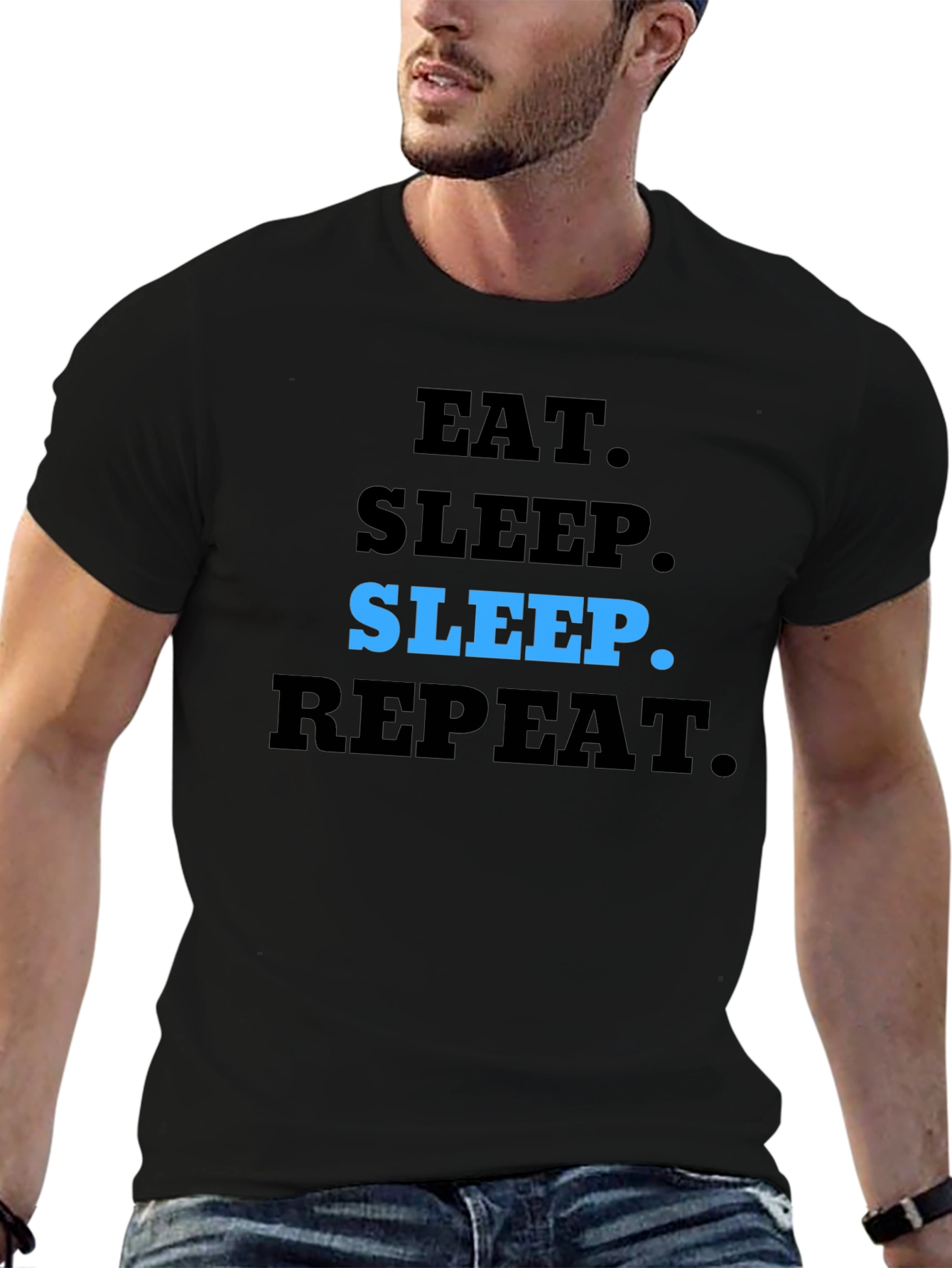 Eat Sleep Repeat T-Shirt - Black Casual Tee